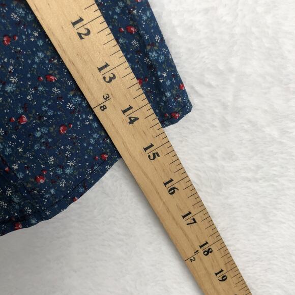 VTG 70s Handmade Maxi Tiered Prairie Dress 36" *See Measurements Blue Calico - Picture 9 of 13